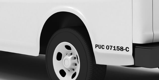 Transportation Industries - back of van with PUC number